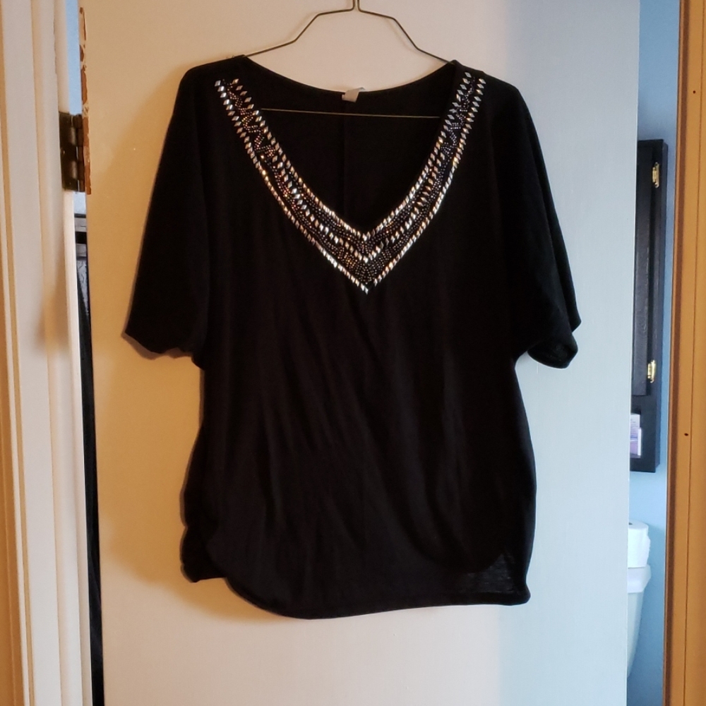 PerSeption Women bejeweled top. Size 1X